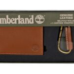 Timberland Mens Leather Bifold Wallet with Leather Wrapped Key FOB