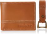 Timberland Men's Leather Slimfold Wallet with Matching Fob Gift Set