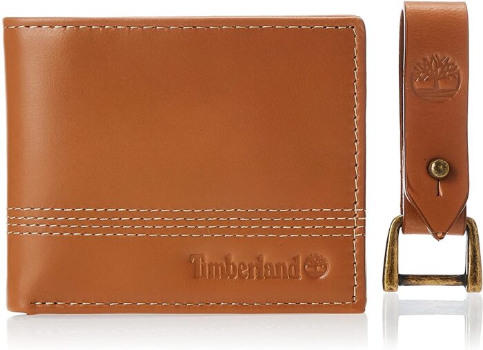 Timberland Men’s Leather Slimfold Wallet with Matching Fob Gift Set ...