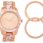 Geneva Women's Rose Gold Bracelet Watch Set