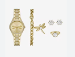 watch Ladies Butterfly Crystal Accent Gold Tone 5-pc. Watch Set 22.00