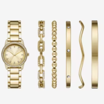 Ladies Crystal Accent Gold Tone 6-pc. Watch Set