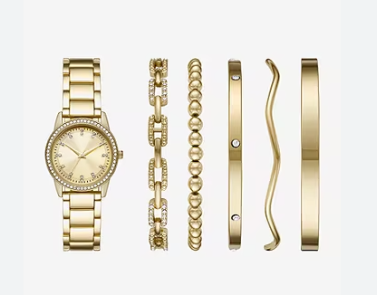 Ladies Crystal Accent Gold Tone 6-pc. Watch Set