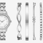 Ladies Crystal Accent Silver Tone 6-pc. Watch Boxed Set