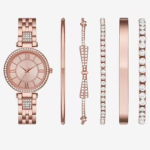 Ladies Rose Gold 6-pc Crystal Accent Watch Set