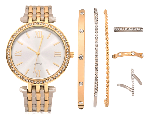 Mixit Womens Two Tone 7-pc Watch