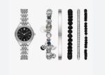 watch Womens Black and Silver Crystal Accent 6-pc. Watch Set