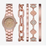 Womens Crystal Accent Rose Goldtone 5-pc. Watch