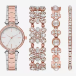 Womens Crystal Accent Two Tone 4-pc. Watch Set