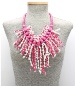 Fringe Beaded Bib Necklace Set