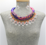 Lucite Charms Rope Collar Necklae Set purple1