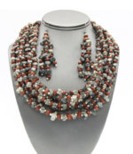 Marbleized Wood Layered Necklace Set 10.00