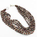 Marbleized Wood Layered Necklace Set grey