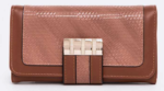 Texture Fashion Long Wallet Cognac