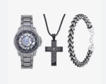 watch Mens 3-pc. Watch Set with Prayer Necklace