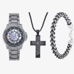 Mens 3-pc. Watch Set with Prayer Necklace